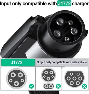 EV Ladegerät J1772 auf Tesla Adapter - bis 60A 250V IP55 J1772 Ladegerät Adapter fo - Bild 1 von 6