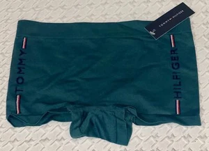 TOMMY HILFIGER Seamless Vertical Logo Teal Navy Blue BoyShort Panty Womens S L - Picture 1 of 4