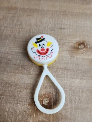 Juguete de sonajero de bebé de colección The First Years cara de payaso sonrisa feliz 1976 infantil  Foto 1 de 4