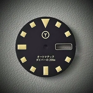 TLDC0641DD Black C3 Light Cream / Seiko Mod PLGS Day Date Dial NH36 4R36 SKX - Picture 1 of 1