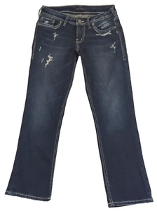 Silver Jeans Co. Womens Jeans Suki Capri Crop 27 Dark 30x25 Embroidered Low Rise - Bild 1 von 15