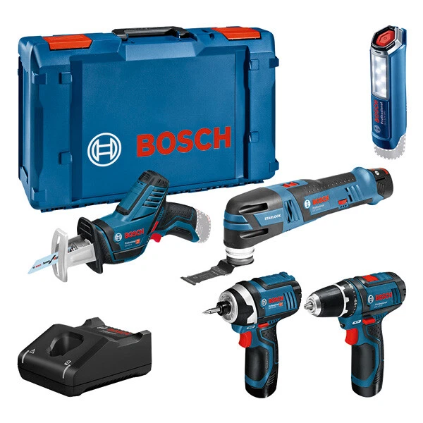 Bosch Maschinen-Set 12V: GSR 12V-15/GOP 12V-28/GDR 12V-105/GSA 12V-14/GLI12V-300 - Bild 1 von 1