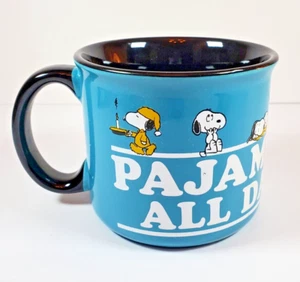 Peanuts Snoopy 2020 Coffee Mug "Pajamas All Day" 16 oz Blue & Black - Picture 1 of 5
