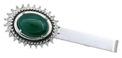 2 1/2 PULGADAS 16x12 OVALADO VERDE ÁGATA CABUJÓN COLOR PLATA KING TIE CLIP BARRA EPTT55 Foto 1 de 2