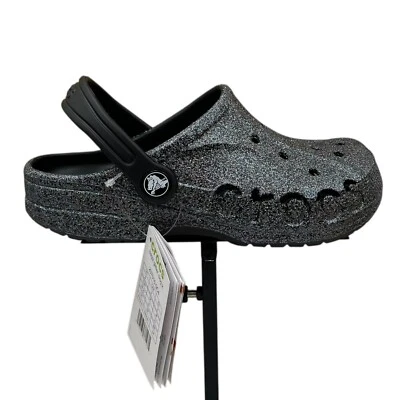 Crocs Baya Youth Girls Slip-on Clogs Size 3 (J3) Black Glitter Lightweight Comfy - Image 1 of 4