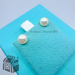 Tiffany & Co. 925 Silver Yellow Cream Ziegfeld 9mm Pearl Earrings (pouch) - Picture 1 of 8