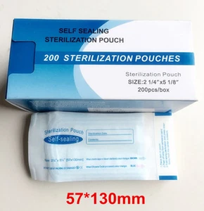 200pcs Self-Sealing Sterilization Pouches Dental Lab Dual Indicators 57*130mm - Picture 1 of 4