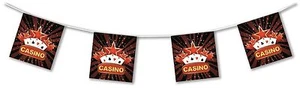 Guirnalda cadena de banderines casino / cartas póquer 4m con 8 banderines difícilmente inflamable - Imagen 1 de 1