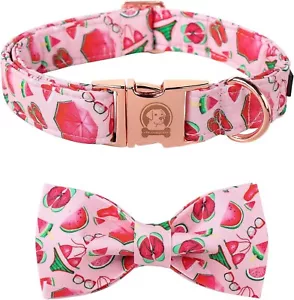 MR. CHUBBYFACE Spring Summer Dog Collar Pink Hawaii Beach Dog Collar + Bow Sz L - Picture 1 of 6