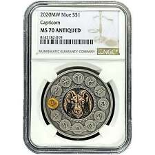 2020 1 oz CAPRICORN Silver Coin MS 70 Zodiac Signs - Niue