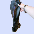 Route 66 Black Mid Calf Boots Buckle Blue Zipper Size 9 Used