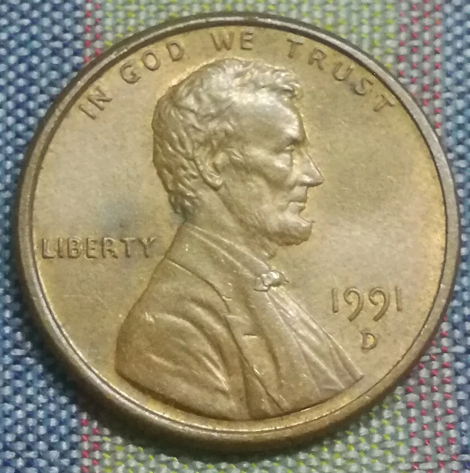 1991 USA United States 1 One cent Copper coin Abraham Lincoln Lot #3 - Image 1 of 2