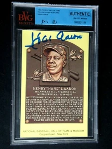 HANK AARON JSA BECKETT CERTIFIED SIGNED HOF YELLOW GOLD PLAQUE AUTOGRAPH AUTO - Picture 1 of 3