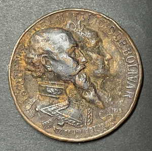 1883 Simon Bolivar Birth Centennial Medal Venezuela with Antonio Guzman Blanco - Picture 1 of 2