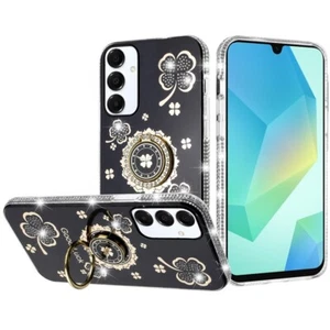 For Samsung A16 5G Case Crystal Studded Ringstand Bling Cover + Tempered Glass - Picture 1 of 24