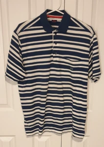 PAUL & SHARK YACHTING Blue & White Striped Short Sleeve Polo Shirt Size is Large - Picture 1 of 8