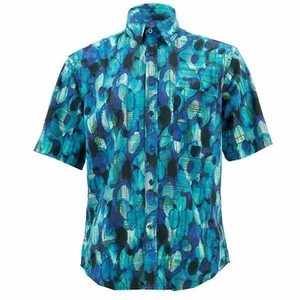 Regular Fit Short Sleeve Shirt Loud Originals Abstract Oval Lines Blue - Picture 1 of 4