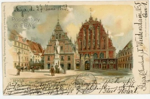 Vintage 1902 Postcard Riga Latvia Rathauplatz Posted to US Photograph Photo - Picture 1 of 2