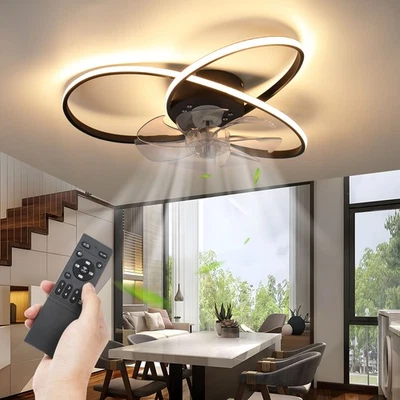 OYAJIA LED Deckenventilator Mit Beleuchtung APP 56cm Lampe Mit Ventilator 60W Dimmbar