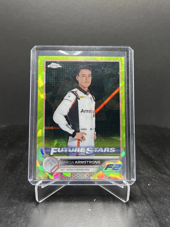 2022 Topps Chrome Sapphire F1 Marcus Armstrong Future Stars Chartreuse /199 #84 - Image 1 of 2