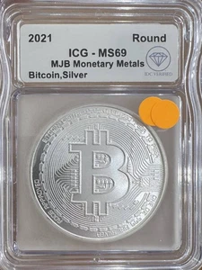 2021 MJB Monetary Metals Bitcoin Silver Round ICG MS69 IDC Verified - Picture 1 of 2