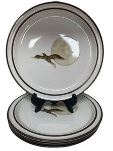 Set Of 4 Noritake Stoneware Moon Flight Bird Dinner Plates 10.5” Japan - Picture 1 of 3