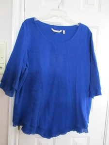 SOFT SURROUNDINGS ROYAL BLUE CASUAL TIERED TOP 3/4 SLEEVES SIZE LARGE - Picture 1 of 7