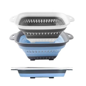 Collapsible Colander Set, Square Round Triangles Silicone Kitchen Strainer Pe... - Picture 1 of 7