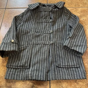 Vtg Wool Toggle Jacket Hooded striped Coat 1930s-1940s Toggle - Picture 1 of 11