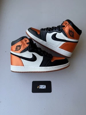 Talla 7.5 - Air Jordan 1 Retro OG Alto Satén Roto Tablero Trasero W Foto 1 de 4