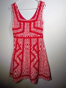 Abito Anthropologie Maeve BOHO TRIBALE ALL'UNCINETTO ROSSO BIANCO TAGLIA 8 - Foto 1 di 9