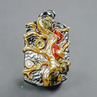 Antique Art Natural Tourmaline Pendant 925 Sterling Silver  /NP49847 - Image 1 of 4