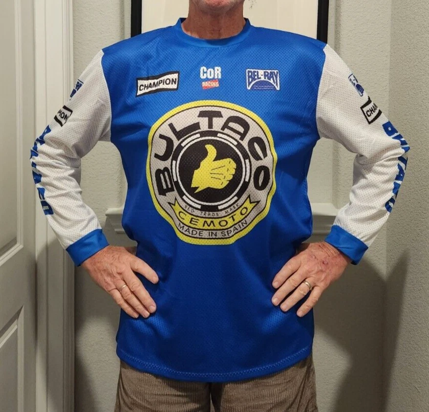 New Reproduction Vintage BULTACO Jersey, Mens XXL, MX Motocross Twinshock - Image 1 of 2
