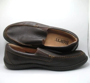 Born Mens size 8.5 dark brown pebble leather slip-on mocs loafers - Picture 1 of 10