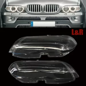 Left&Right Front Headlight Headlamp Lens Cover FOR BMW X5 E53 530i 544i 2004-06 - Picture 1 of 11