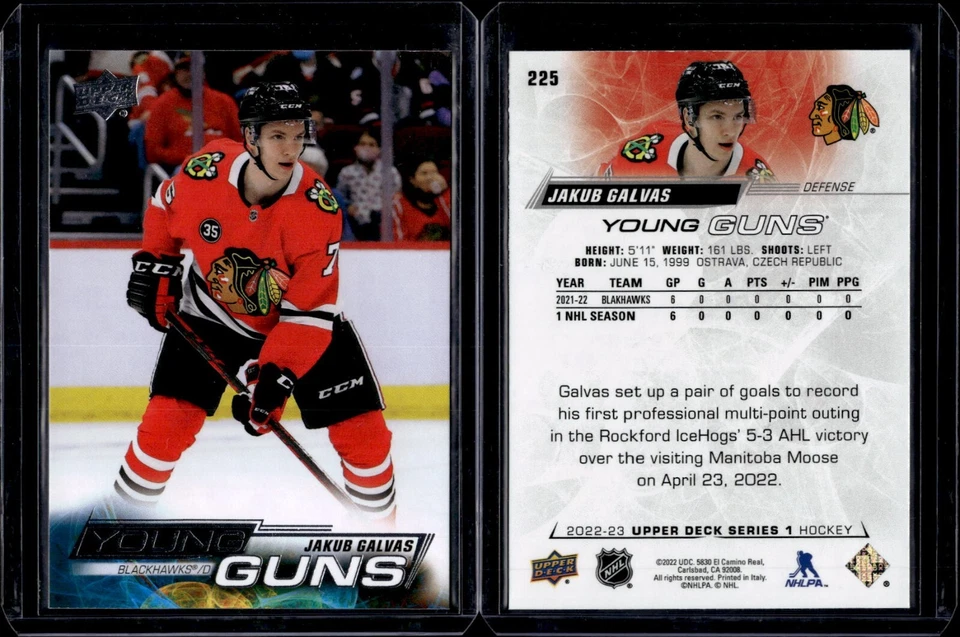 2022-23 Upper Deck Series 1 Young Guns #225 Jakub Galvas Rookie RC - Image 1 of 1
