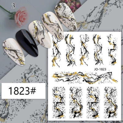 DIY Nail Art Stickers Decals Transfers Wavy Swirls Marble Effect Marble Pattern✿ - Image 1 of 4