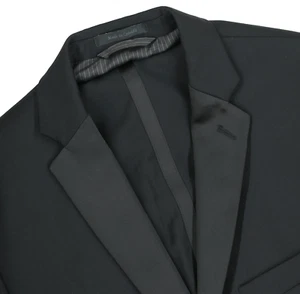Set tuta tuxdeo uomo 42 R Calvin Klein nera slim fit 100% lana piatto davanti - Foto 1 di 23