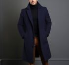 Trending Long Sleeve Black Woolen Trench Coat Men Single Breasted Overcoat