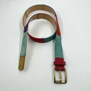 Vintage GAP Suede Leather Belt Sz XL Multicolor Brass Buckle 26”-30” *Read*