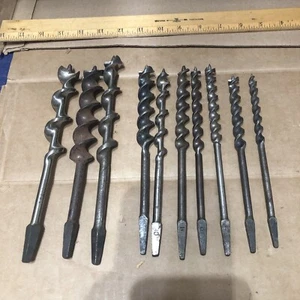 10 Vintage Bit Brace Hand Drill Bits Auger bits Carpenter Tools Jennings Irwin + - Bild 1 von 10