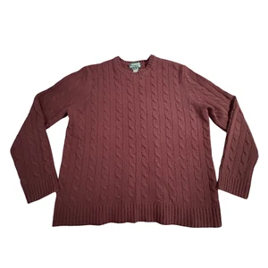 Vintage Lauren Ralph Lauren Pullover Damen L Burgund Zopfmuster Wolle Kaschmir Angora - Bild 1 von 10