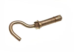 2 X Expanding Shield Masonry Anchor Bolts Hook End 10mm Yzp Steel - NEW On - Picture 1 of 1