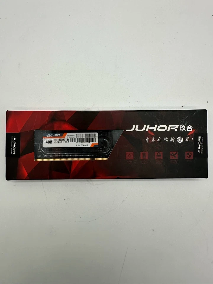 JUHOR DDR3 RAM 4GB 1600MHz PC3 12800 240 PIN CL11 1.5V UDIMM Desktop PC Module - Image 1 of 2