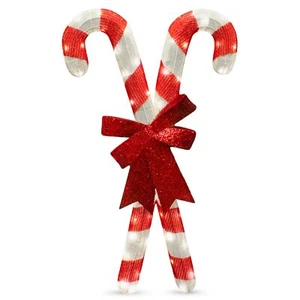 Christmas Candy Canes Tinsel Yard Light Decorations,LED Warm White Lights - Picture 1 of 8