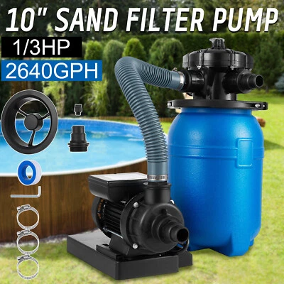 10" Sandfiltersystem oberirdisch 10.000 Gallonen Pool mit 1/3 PS Pumpe 2640GPH - Bild 1 von 4