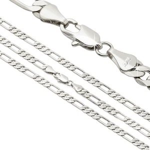 Figaro Chain Choker 925 Silver Plated 3mm 20" Hip Hop Fashion For Men & Women - Picture 1 of 6