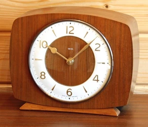 VINTAGE 23cm Smiths Mantel Clock - Wooden Retro Antique Mid Century Desk Gift - Picture 1 of 5