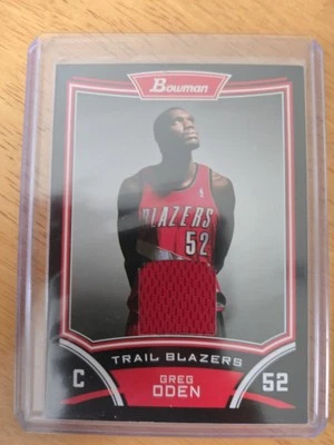 Parche de camiseta Bowman Greg Oden 2008-09 selecciones del draft y estrellas reliquia #BSRGO novato radiocontrol Foto 1 de 4