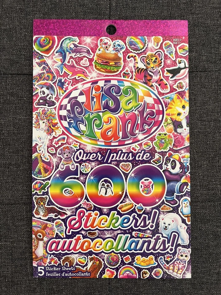 Livro Adesivo Lisa Frank 5 Folhas Adesivas 600 Adesivos Adesivos Lisa Frank - Imagem 1 de 4